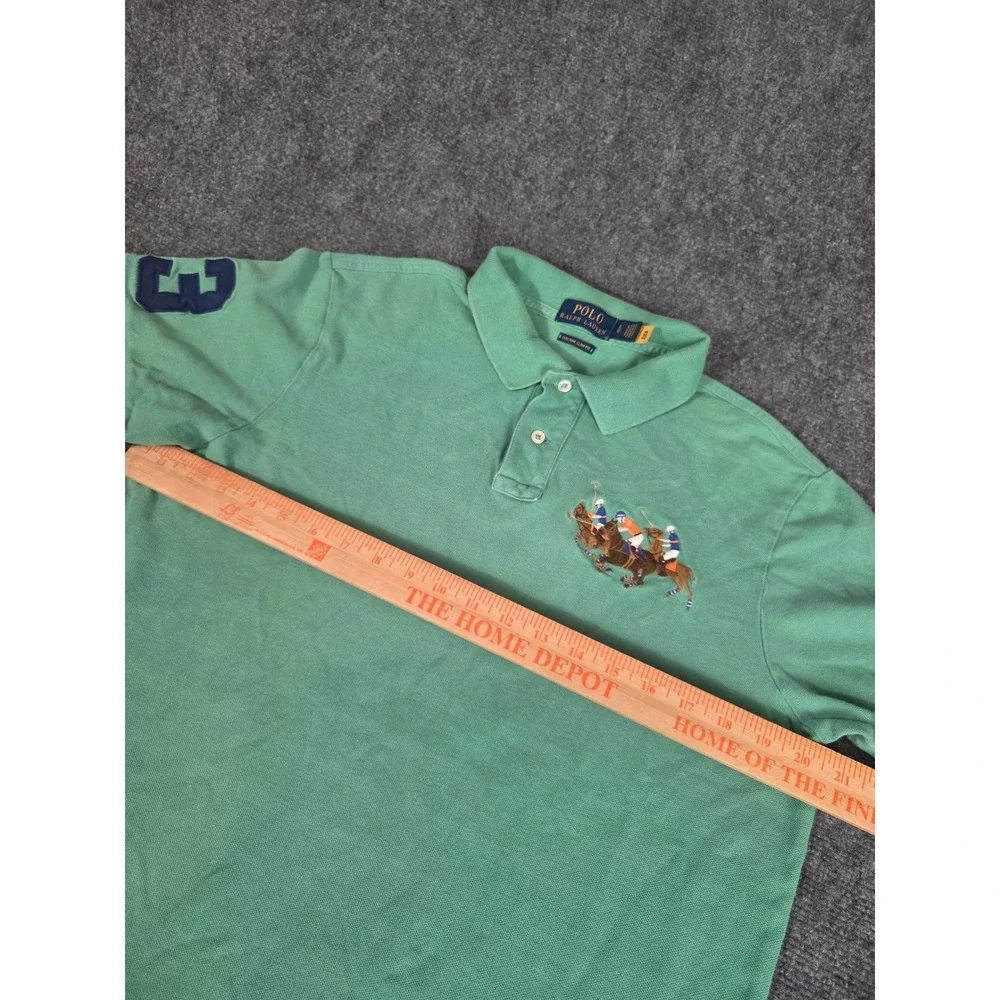 Polo Ralph Lauren Mens Green Triple Pony Custom Slim Fit‎ Polo Shirt Sz L Preppy
